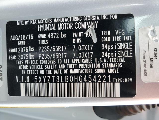 Photo 11 VIN: 5XYZT3LB0HG454221 - HYUNDAI SANTA FE S 