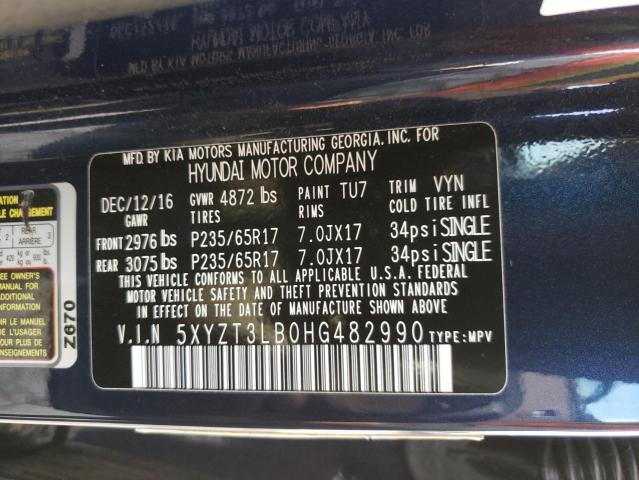 Photo 12 VIN: 5XYZT3LB0HG482990 - HYUNDAI SANTA FE 