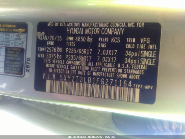 Photo 8 VIN: 5XYZT3LB1FG271164 - HYUNDAI SANTA FE SPORT 