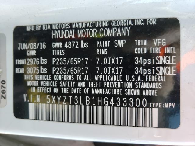 Photo 9 VIN: 5XYZT3LB1HG433300 - HYUNDAI SANTA FE S 