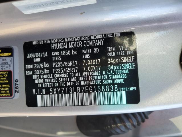 Photo 12 VIN: 5XYZT3LB2EG158838 - HYUNDAI SANTA FE S 