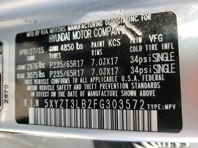 Photo 9 VIN: 5XYZT3LB2FG303572 - HYUNDAI SANTA FE S 