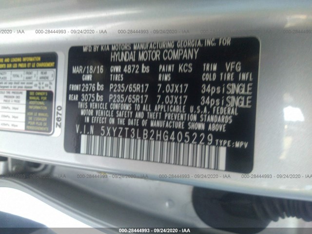 Photo 8 VIN: 5XYZT3LB2HG405229 - HYUNDAI SANTA FE 