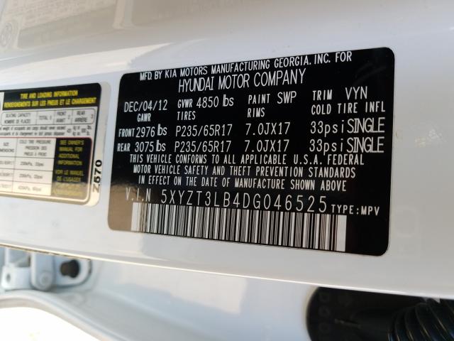 Photo 9 VIN: 5XYZT3LB4DG046525 - HYUNDAI SANTA FE S 