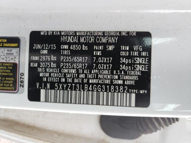 Photo 12 VIN: 5XYZT3LB4GG318382 - HYUNDAI SANTA FE S 