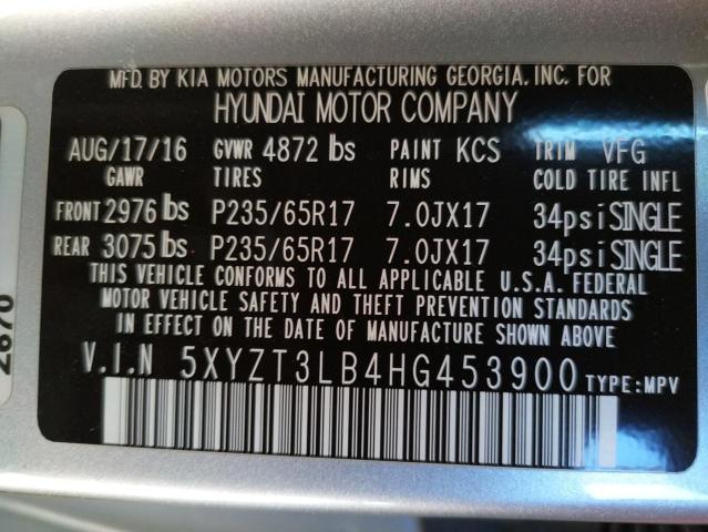 Photo 9 VIN: 5XYZT3LB4HG453900 - HYUNDAI SANTA FE S 