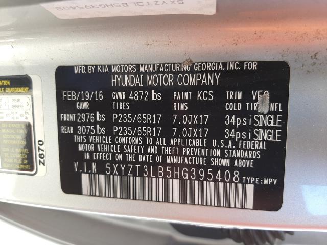 Photo 9 VIN: 5XYZT3LB5HG395408 - HYUNDAI SANTA FE S 