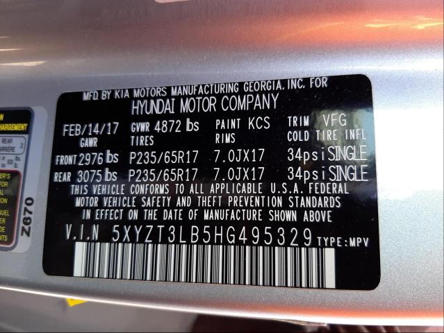 Photo 9 VIN: 5XYZT3LB5HG495329 - HYUNDAI SANTA FE S 