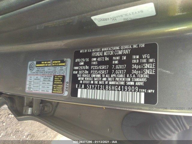 Photo 8 VIN: 5XYZT3LB6HG419909 - HYUNDAI SANTA FE SPORT 