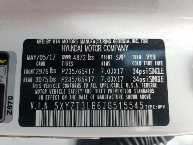 Photo 9 VIN: 5XYZT3LB6JG515545 - HYUNDAI SANTA FE S 