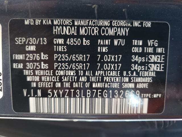 Photo 9 VIN: 5XYZT3LB7EG132669 - HYUNDAI SANTA-FE 