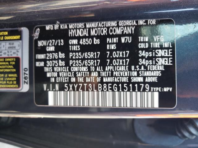 Photo 9 VIN: 5XYZT3LB8EG151179 - HYUNDAI SANTA FE S 