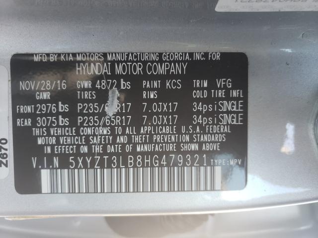 Photo 9 VIN: 5XYZT3LB8HG479321 - HYUNDAI SANTA FE S 