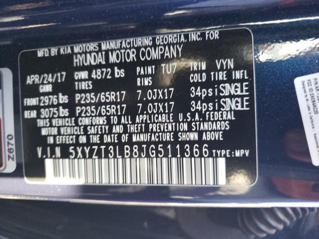 Photo 9 VIN: 5XYZT3LB8JG511366 - HYUNDAI SANTA FE S 