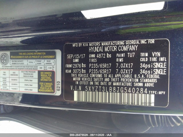 Photo 8 VIN: 5XYZT3LB8JG540284 - HYUNDAI SANTA FE SPORT 