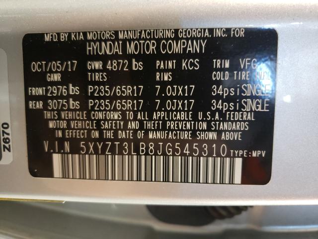 Photo 9 VIN: 5XYZT3LB8JG545310 - HYUNDAI SANTA FE S 