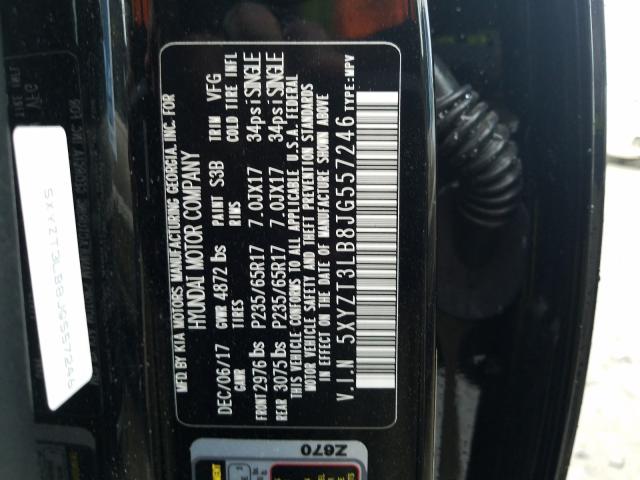 Photo 9 VIN: 5XYZT3LB8JG557246 - HYUNDAI SANTA FE S 