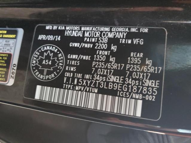 Photo 12 VIN: 5XYZT3LB9EG187835 - HYUNDAI SANTA FE S 