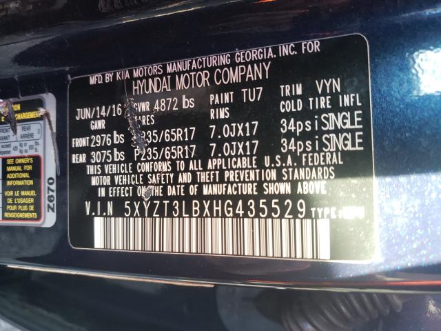 Photo 9 VIN: 5XYZT3LBXHG435529 - HYUNDAI SANTA FE S 