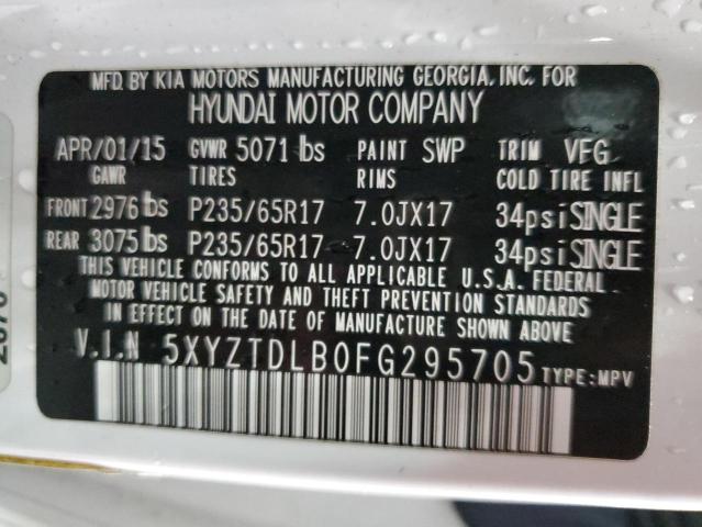 Photo 12 VIN: 5XYZTDLB0FG295705 - HYUNDAI SANTA FE S 