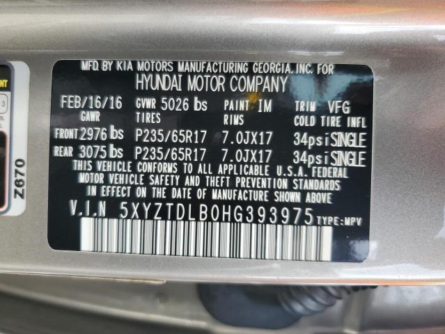 Photo 12 VIN: 5XYZTDLB0HG393975 - HYUNDAI SANTA FE S 