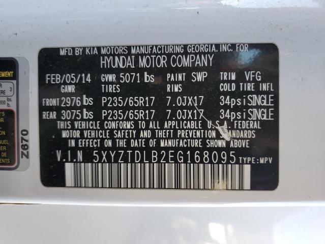 Photo 13 VIN: 5XYZTDLB2EG168095 - HYUNDAI SANTA FE S 