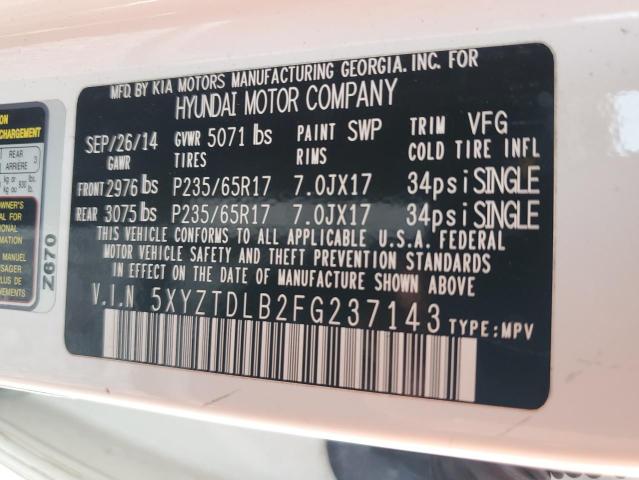 Photo 12 VIN: 5XYZTDLB2FG237143 - HYUNDAI SANTA FE S 