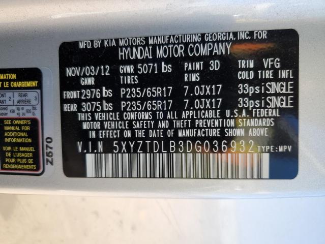 Photo 12 VIN: 5XYZTDLB3DG036932 - HYUNDAI SANTA FE S 