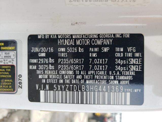 Photo 9 VIN: 5XYZTDLB3HG441369 - HYUNDAI SANTA FE S 