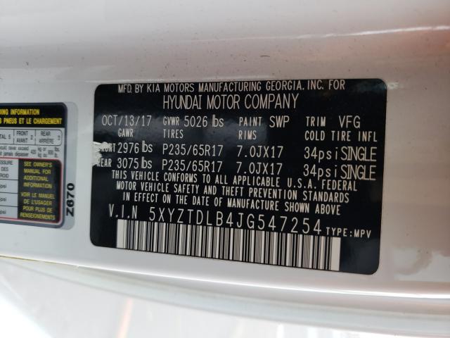 Photo 9 VIN: 5XYZTDLB4JG547254 - HYUNDAI SANTA FE S 