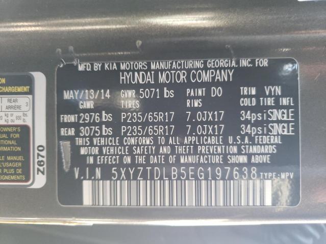 Photo 9 VIN: 5XYZTDLB5EG197638 - HYUNDAI SANTA FE 