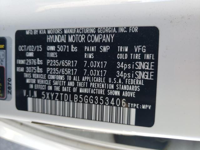 Photo 11 VIN: 5XYZTDLB5GG353406 - HYUNDAI SANTA FE 