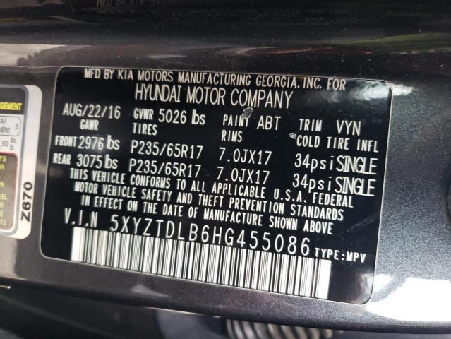 Photo 11 VIN: 5XYZTDLB6HG455086 - HYUNDAI SANTA FE S 