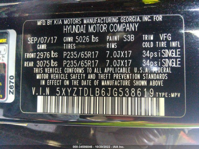 Photo 8 VIN: 5XYZTDLB6JG538619 - HYUNDAI SANTA FE SPORT 