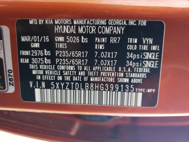 Photo 12 VIN: 5XYZTDLB8HG399135 - HYUNDAI SANTA FE 