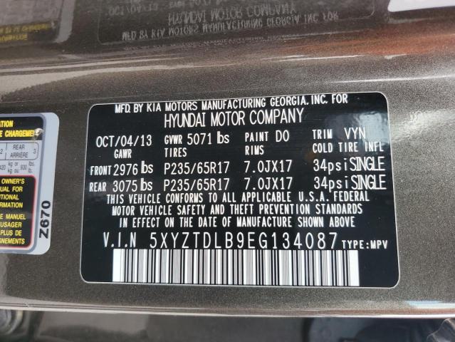 Photo 12 VIN: 5XYZTDLB9EG134087 - HYUNDAI SANTA FE 