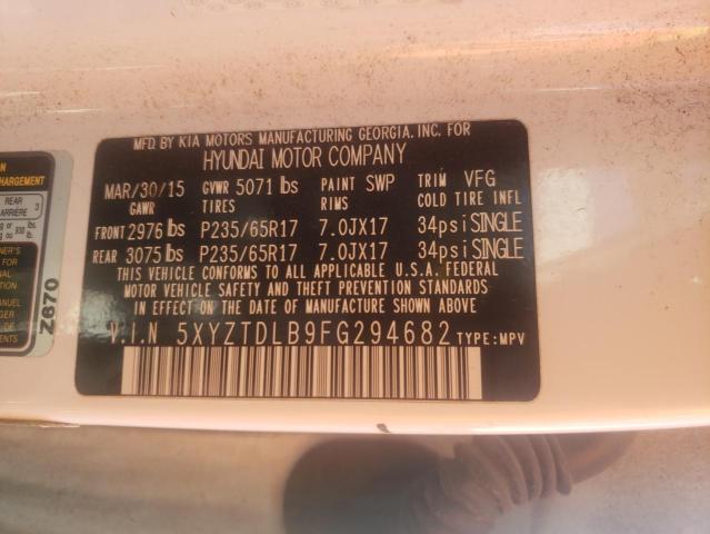 Photo 9 VIN: 5XYZTDLB9FG294682 - HYUNDAI SANTA FE S 