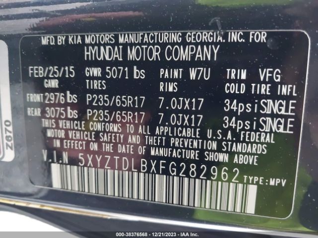 Photo 8 VIN: 5XYZTDLBXFG282962 - HYUNDAI SANTA FE SPORT 