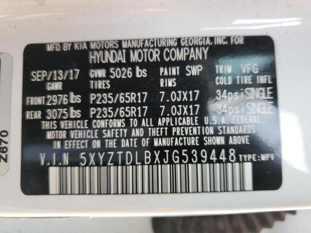 Photo 12 VIN: 5XYZTDLBXJG539448 - HYUNDAI SANTA FE S 