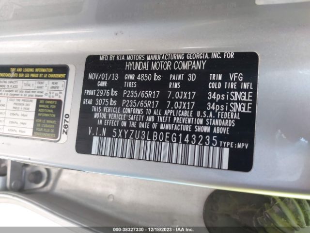 Photo 8 VIN: 5XYZU3LB0EG143235 - HYUNDAI SANTA FE SPORT 