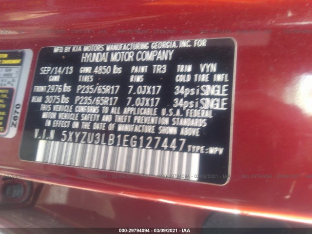 Photo 8 VIN: 5XYZU3LB1EG127447 - HYUNDAI SANTA FE SPORT 