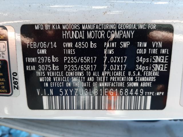 Photo 9 VIN: 5XYZU3LB1EG168449 - HYUNDAI SANTA FE S 