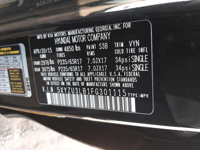 Photo 9 VIN: 5XYZU3LB1FG301115 - HYUNDAI SANTA FE S 