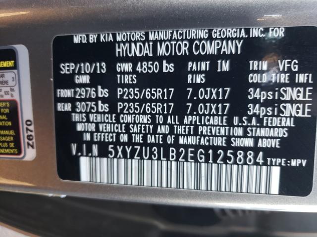 Photo 9 VIN: 5XYZU3LB2EG125884 - HYUNDAI SANTA FE S 