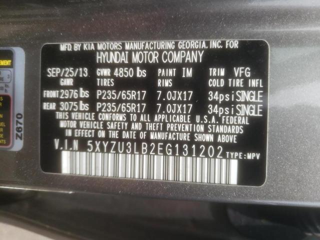 Photo 9 VIN: 5XYZU3LB2EG131202 - HYUNDAI SANTA FE S 