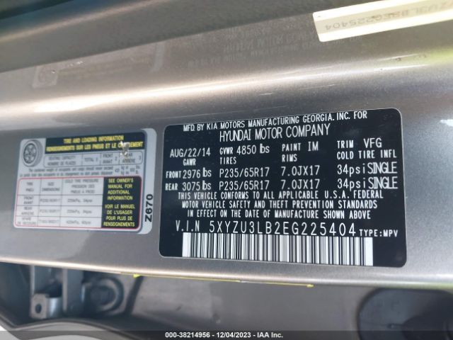 Photo 8 VIN: 5XYZU3LB2EG225404 - HYUNDAI SANTA FE SPORT 