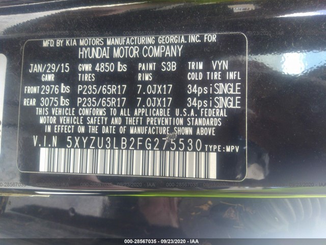 Photo 8 VIN: 5XYZU3LB2FG275530 - HYUNDAI SANTA-FE 