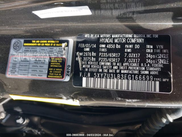 Photo 8 VIN: 5XYZU3LB3EG166699 - HYUNDAI SANTA FE SPORT 