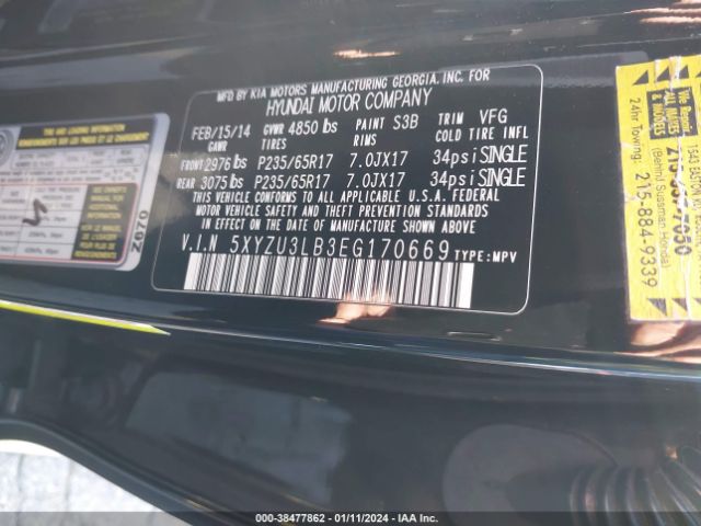 Photo 8 VIN: 5XYZU3LB3EG170669 - HYUNDAI SANTA FE SPORT 