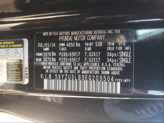 Photo 9 VIN: 5XYZU3LB3EG209504 - HYUNDAI SANTA FE S 